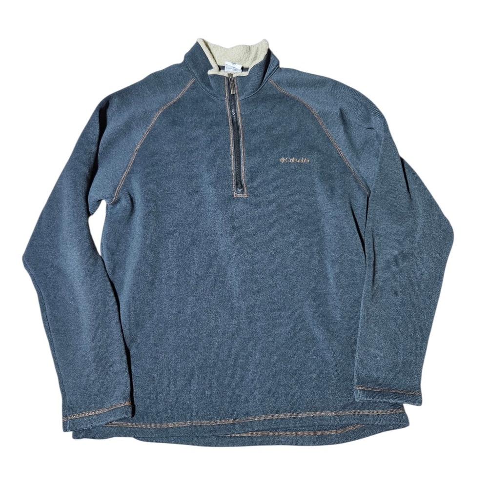 Columbia Fleece Lined (Sherpa Neck Collar) Mens XL 1/4 Zip Pullover L/S Sweater